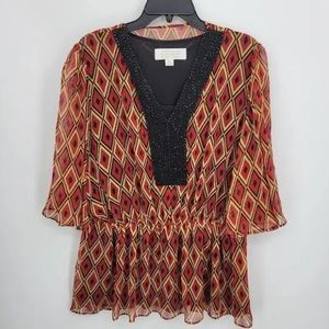 Badgley Mischka American Glamour Beaded Blouse Small